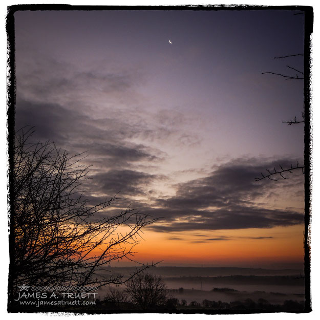 Misty sunrise over County Clare, Ireland.