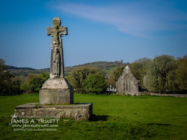 12th Century High Cross and Romanesque Church Ruins in County Clare