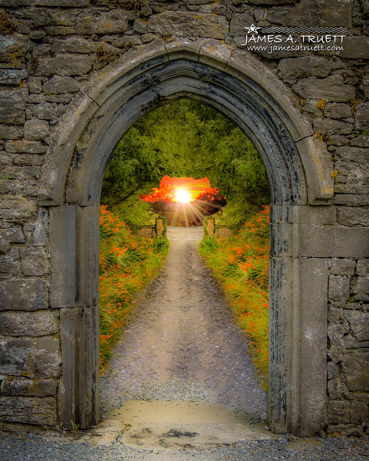 Montbretia-lined Portal to Irish Paradise