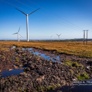 Boolynagleragh Bog and wind farm above Lissycasey in County Clare.